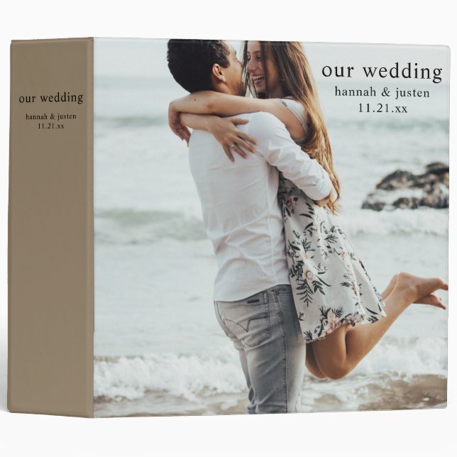 Modern Photo Simple Wedding Planner 3 Ring Binder (Front/Spine)