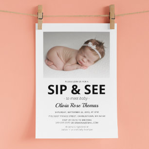 Modern Photo Sip And See Party Invitation