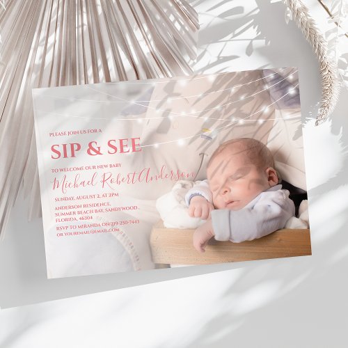 Modern Photo Sip And See Party Invitation