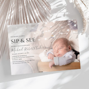 Modern Photo Sip And See Party Invitation