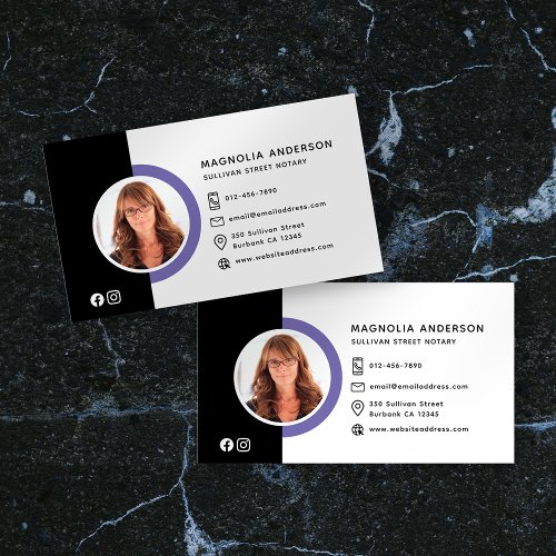 Modern Photo Social Media Icons Notary Business Card
