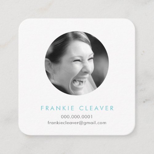 MODERN PHOTO SPOT headshot simple circle aqua blue Square Business Card