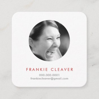 Modern Photo Spot Headshot Simple Circle Bold Red Square Business Card by edgeplus at Zazzle