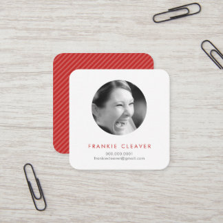 MODERN PHOTO SPOT headshot simple circle bold red Square Business Card