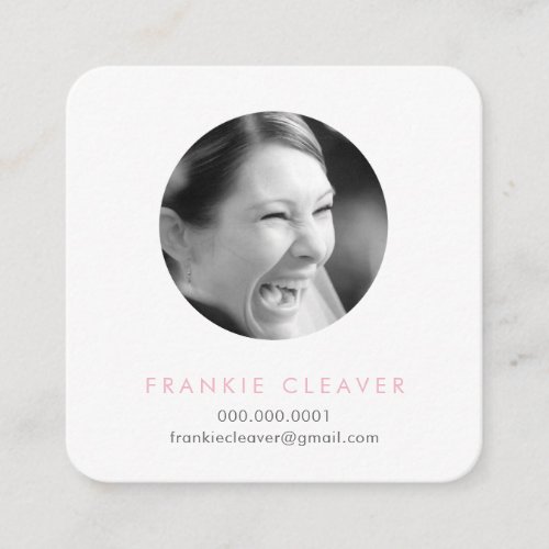 MODERN PHOTO SPOT headshot simple circle pale pink Square Business Card