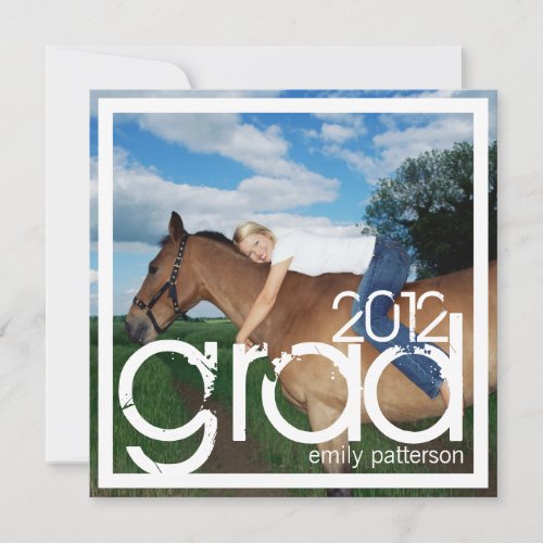 Modern Photo Square Grad Graduation Party Custom Announcements