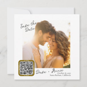 Modern Photo Square with QR Code Save The Date