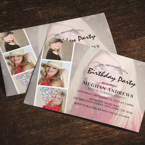 Modern Photo Strip Collage Birthday Party Invitation
