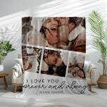 Modern Photo Strip Collage Fleece Blanket<br><div class="desc">Declare your love in a unique and unforgettable way with our stylish personalized photo blanket. It features a brilliant photo collage strip layered over a larger photograph, all with easy-to-personalize template text. Perfect for all occasions from Christmas to Valentine's Day, anniversaries, or birthdays, this blanket is the ultimate gift to...</div>