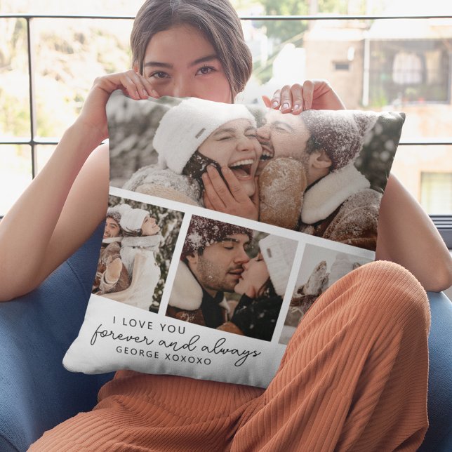 Modern Photo Strip Collage Throw Pillow (Creator Uploaded)