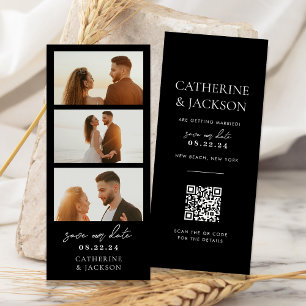 Modern Photo Strip Qr Code Wedding Save the Date