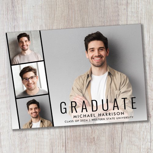 Modern Photo Strip Simple Graduation Announcement