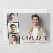 Modern Photo Strip Simple Graduation Announcement (Front)