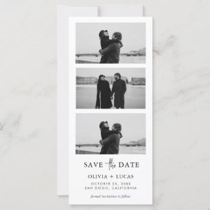 Modern Photo Strip Wedding QR Code Save The Date