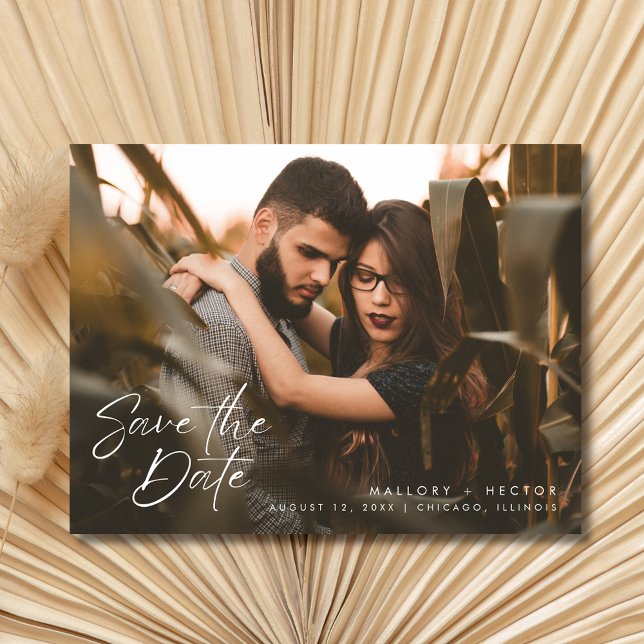 Modern Photo Stylish Wedding Save the Date Announcement Postcard (Modern Photo Stylish Wedding Save the Date)