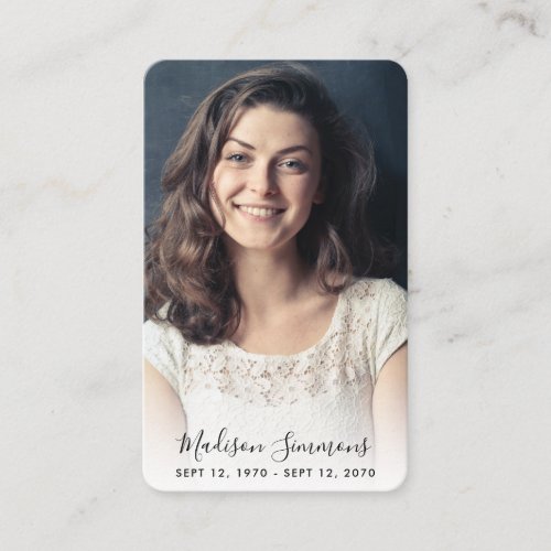 Modern Photo Sympathy Elegant Funeral Memorial Business Card