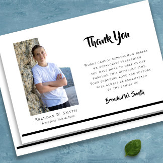 Modern Photo Sympathy Funeral Thank You Card