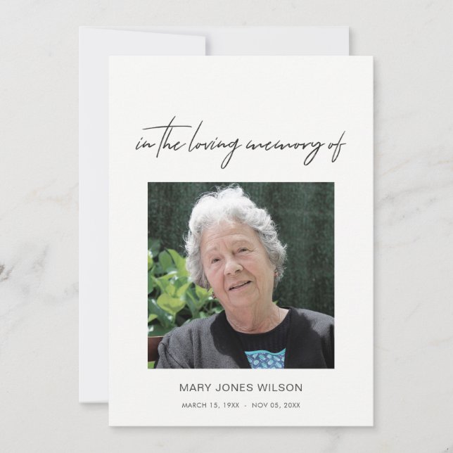 MODERN PHOTO SYMPATHY MEMORIAL SERVICE INVITE (Front)