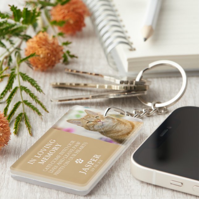 Modern Photo & Sympathy Quote Pet Loss Memorial Keychain (Front Right)