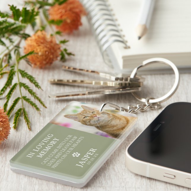 Modern Photo & Sympathy Quote Pet Loss Memorial Keychain (Front Right)
