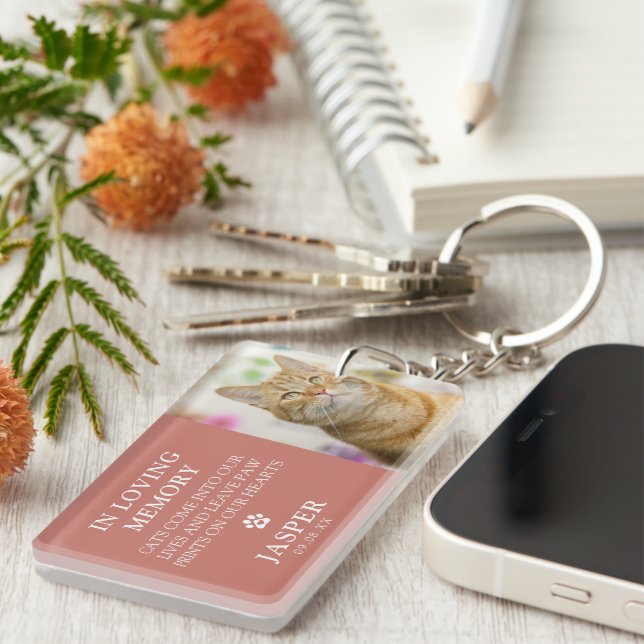 Modern Photo & Sympathy Quote Pet Loss Memorial Keychain (Front Right)