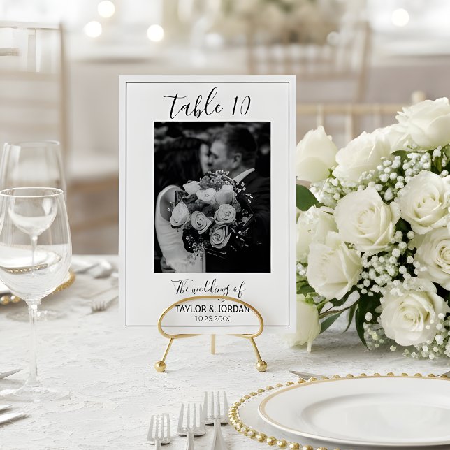 Modern Photo Table Number Wedding Reception Card (Creator Uploaded)