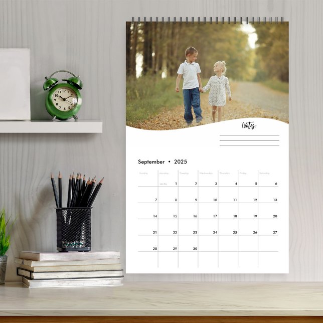 Modern Photo Template Personalized Notes Calendar (Simple photo calendar template with space for notes. )