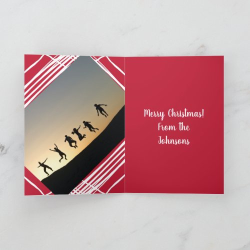 Modern Photo Template Red Family Name Christmas