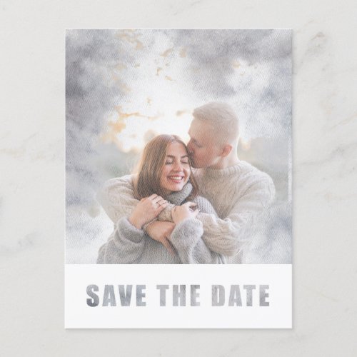 Modern Photo Text Overlay Wedding Save the Date  Announcement Postcard