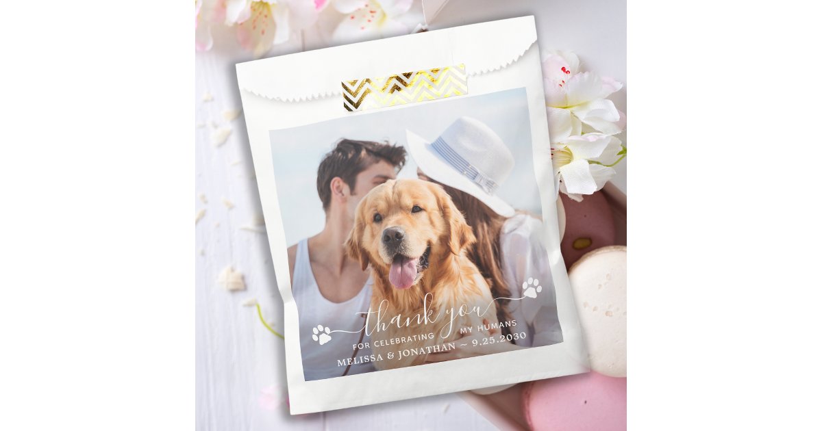 Modern Photo Thank You Pet Dog Treat Wedding Favor Bag | Zazzle