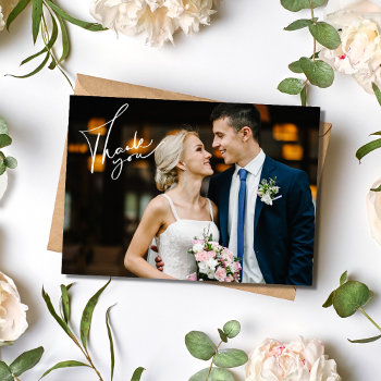 Modern Photo Thank You Wedding Card by stylelily at Zazzle