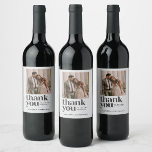 Modern Photo Thank You Wedding Favor Wine Label