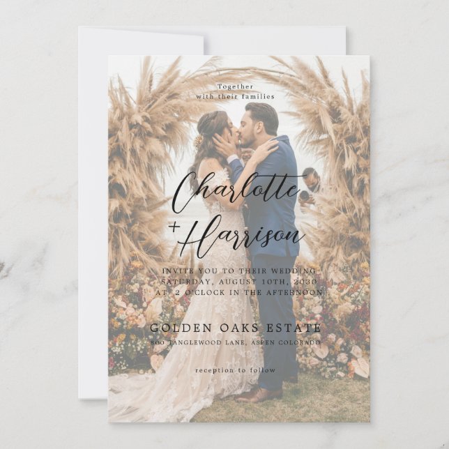Modern Photo Tint Overlay Script Serif Wedding  Invitation (Front)