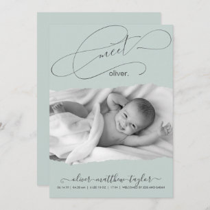 Modern Photo Torn Paper Frame Birth Announcement