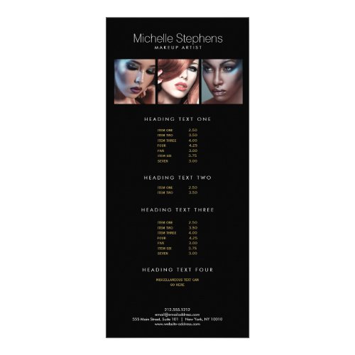 Modern Photo Trio for Makeup Artists Black Rack Card