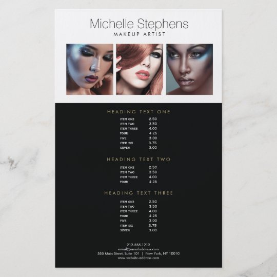 Modern Photo Trio For Makeup Artists Price List Flyer
