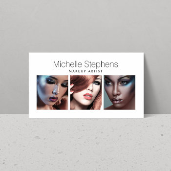 Modern Photo Trio For Makeup Artists  Stylists Business Card by 1201am at Zazzle