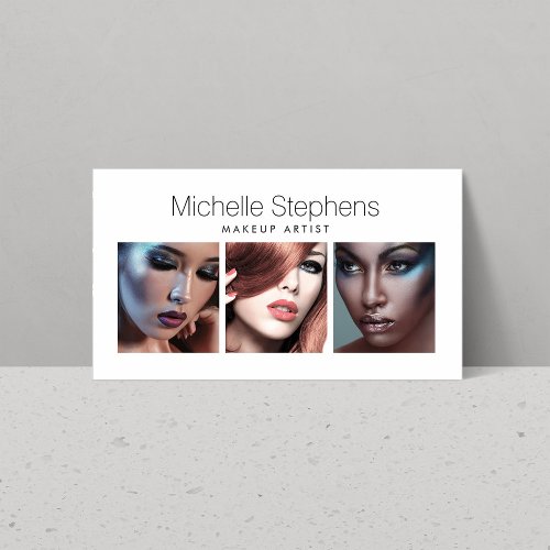Modern Photo Trio for Makeup Artists Stylists Business Card