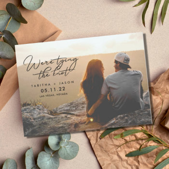 Modern Photo Tying The Knot Save The Dates by stylelily at Zazzle