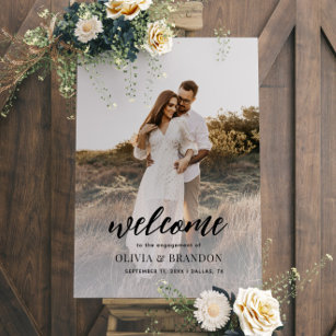 Modern Photo Typography Engagement Party Welcome Foam Board