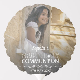 Modern Photo Typography First Holy Communion Balloon