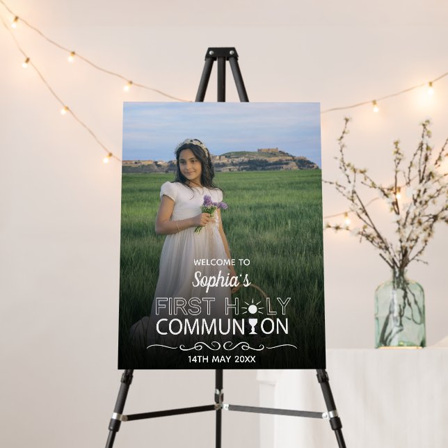 Modern Photo Typography First Holy Communion Foam Board (In Situ (Stand))