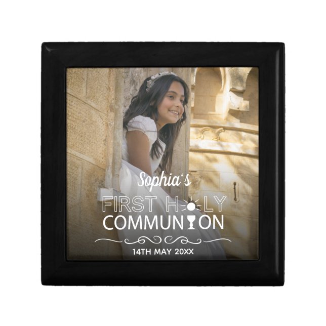 Modern Photo Typography First Holy Communion Gift Box (Front)