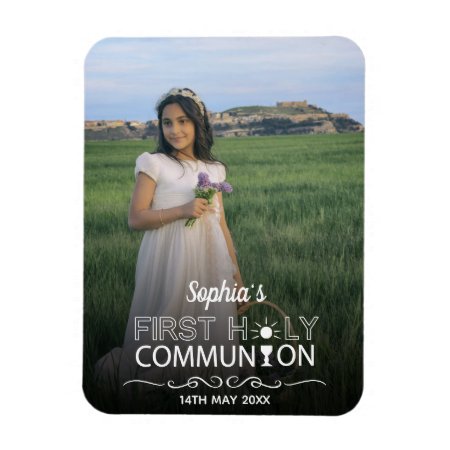 Modern Photo Typography First Holy Communion Magnet