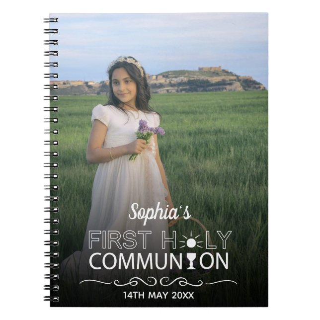 Modern Photo Typography First Holy Communion Notebook (Front)