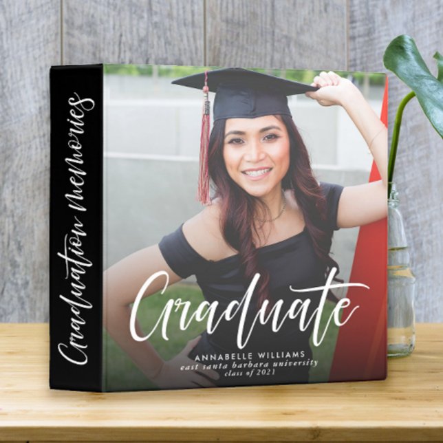 Modern Photo Typography Graduation Memories Album 3 Ring Binder (Creator Uploaded)