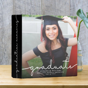Modern Photo Typography Graduation Memories Album 3 Ring Binder