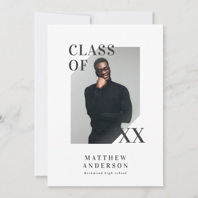 Modern photo typography graduation party invite (Front)