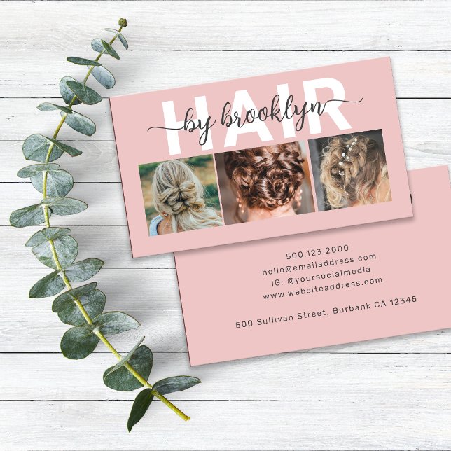 Modern Photo Typography Hair Stylist Business Card (Creator Uploaded)