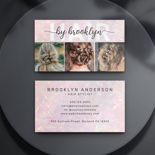 Modern Photo Typography Hair Stylist Business Card